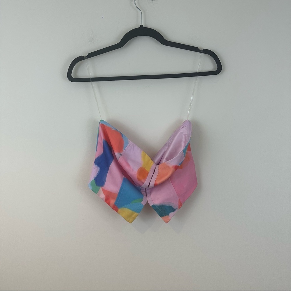 Princess Polly Colorful Abstract Print Corset Front Strapless Top Size 6